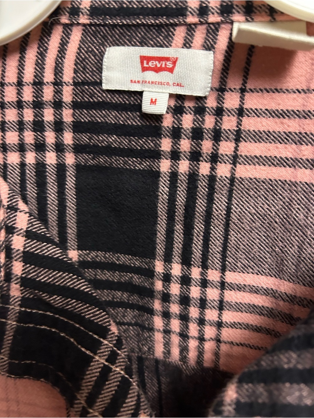 Beatles Pink and Black Plaid Long Sleeve Top with Abbey Road Patch - Picture 3 of 4